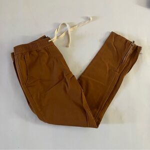 FOREVER 21 DRAWSTRING SKINNY PANTS SIZE L DARK KHAKI ELASTIC WAISTBAND